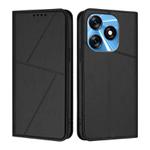 For Tecno Spark 10 4G Strong Magnetic Frosted Flip Leather Phone Case(Black)