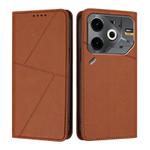 For Tecno Pova 6 Neo Strong Magnetic Frosted Flip Leather Phone Case(Coffee Color)