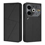 For Tecno Pova 6 Neo Strong Magnetic Frosted Flip Leather Phone Case(Black)