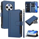 For Redmi 14C 4G / 14R 5G / A3 Pro Magnetic Closure Nine Card Slots Zipper Leather Case with Hand Strap(Dark Blue)