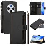 For Redmi 14C 4G / 14R 5G / A3 Pro Magnetic Closure Nine Card Slots Zipper Leather Case with Hand Strap(Black)