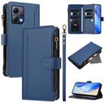 For Redmi Note 12 5G Global / Poco X5 Magnetic Closure 9 Card Slots Zipper Leather Case with Hand Strap(Dark Blue)