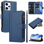 For Redmi Note 12 Pro 5G Global / Poco X5 Pro Magnetic Closure Nine Card Slots Zipper Leather Case with Hand Strap(Dark Blue)