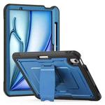 For iPad Air 11 2025 / 2024 Honeycomb Stand TPE Hydric PC Tablet Case(Navy Blue)