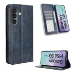 For Samsung Galaxy M56 5G Magnetic Buckle Retro Texture Leather Phone Case(Blue)