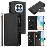 For OPPO F29 5G Global Magnetic Closure 9 Card Slots Zipper Leather Case with Hand Strap(Black)