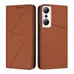For Infinix Hot 20 4G Strong Magnetic Frosted Flip Leather Phone Case(Coffee Color)