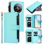 For Realme 13 4G Global / P1 5G Global Magnetic Closure 9 Card Slots Zipper Leather Case with Hand Strap(Mint Green)