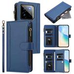 For Realme GT7 Pro 5G / GT7 Pro Racing Magnetic Closure 9 Card Slots Zipper Leather Case with Hand Strap(Dark Blue)