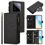 For Realme GT7 Pro 5G / GT7 Pro Racing Magnetic Closure 9 Card Slots Zipper Leather Case with Hand Strap(Black)