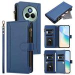 For Realme P3 Pro 5G  Global Magnetic Closure 9 Card Slots Zipper Leather Case with Hand Strap(Dark Blue)