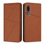 For Sharp Aquos Sense 3 Strong Magnetic Frosted Flip Leather Phone Case(Coffee Color)