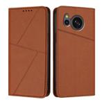 For Sharp Aquos Sense7 Strong Magnetic Frosted Flip Leather Phone Case(Coffee Color)