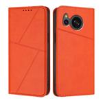 For Sharp Aquos Sense7 Strong Magnetic Frosted Flip Leather Phone Case(Orange)