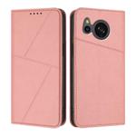 For Sharp Aquos Sense7 Strong Magnetic Frosted Flip Leather Phone Case(Pink)