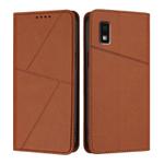 For Sharp Aquos Wish3 Strong Magnetic Frosted Flip Leather Phone Case(Coffee Color)