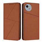 For Sharp Aquos wish4 Strong Magnetic Frosted Flip Leather Phone Case(Coffee Color)