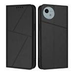 For Sharp Aquos wish4 Strong Magnetic Frosted Flip Leather Phone Case(Black)