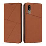 For Sharp Simple Sumaho 6 Strong Magnetic Frosted Flip Leather Phone Case(Coffee Color)