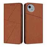 For Sharp Aquos wish5 Strong Magnetic Frosted Flip Leather Phone Case(Coffee Color)