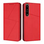 For Sony Xperia 1 IV Strong Magnetic Frosted Flip Leather Phone Case(Red)