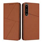 For Sony Xperia 1 IV Strong Magnetic Frosted Flip Leather Phone Case(Coffee Color)