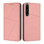 For Sony Xperia 1 IV Strong Magnetic Frosted Flip Leather Phone Case(Pink)