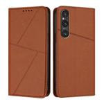For Sony Xperia 1 V Strong Magnetic Frosted Flip Leather Phone Case(Coffee Color)