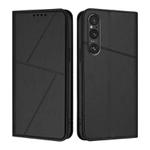 For Sony Xperia 1 V Strong Magnetic Frosted Flip Leather Phone Case(Black)