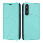 For Sony Xperia 1 V Strong Magnetic Frosted Flip Leather Phone Case(Light Blue)