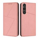 For Sony Xperia 1 V Strong Magnetic Frosted Flip Leather Phone Case(Pink)