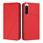 For Sony Xperia 5 IV Strong Magnetic Frosted Flip Leather Phone Case(Red)