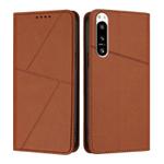 For Sony Xperia 5 IV Strong Magnetic Frosted Flip Leather Phone Case(Coffee Color)