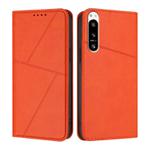 For Sony Xperia 5 IV Strong Magnetic Frosted Flip Leather Phone Case(Orange)