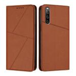 For Sony Xperia 10 IV Strong Magnetic Frosted Flip Leather Phone Case(Coffee Color)
