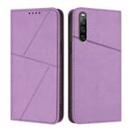 For Sony Xperia 10 IV Strong Magnetic Frosted Flip Leather Phone Case(Light Purple)