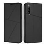 For Sony Xperia 10 IV Strong Magnetic Frosted Flip Leather Phone Case(Black)