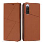 For Sony Xperia 10 V Strong Magnetic Frosted Flip Leather Phone Case(Coffee Color)