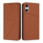 For Sony Xperia 10 VI Strong Magnetic Frosted Flip Leather Phone Case(Coffee Color)