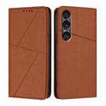 For Sony Xperia 1 VII Strong Magnetic Frosted Flip Leather Phone Case(Coffee Color)