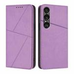 For Sony Xperia 1 VII Strong Magnetic Frosted Flip Leather Phone Case(Light Purple)