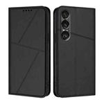 For Sony Xperia 1 VII Strong Magnetic Frosted Flip Leather Phone Case(Black)