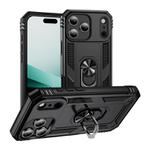 For iPhone 17 Air Shockproof TPU Hybrid PC Phone Case with Holder(Black)