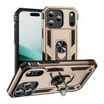 For iPhone 17 Air Shockproof TPU Hybrid PC Phone Case with Holder(Gold)