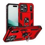 For iPhone 17 Pro Shockproof TPU Hybrid PC Phone Case with Holder(Red)