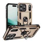For iPhone 17 Pro Shockproof TPU Hybrid PC Phone Case with Holder(Gold)