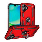 For iPhone 17 Shockproof TPU Hybrid PC Phone Case with Holder(Red)