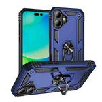 For iPhone 17 Shockproof TPU Hybrid PC Phone Case with Holder(Blue)