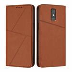 For ZTE Blade A32 Strong Magnetic Frosted Flip Leather Phone Case(Coffee Color)