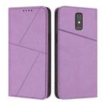 For ZTE Blade A32 Strong Magnetic Frosted Flip Leather Phone Case(Light Purple)